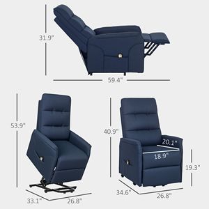 Silla elevadora eléctrica Deep Blue para sofá reclinable de tela para ancianos con control remoto, montaje rápido y bolsillos laterales - Product Image 3