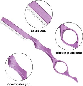 Hair <b>Cutter</b> Metal Single <b>Edge</b> Blade Straight Carbon Steel Safety Razor with Rubber Handle Right-Handed for Hair Thinning - Product Image 4
