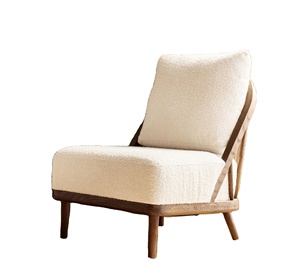 Aurel Modern <b>Lounge</b> <b>Chair</b> with Walnut Finish Solid Teak Wood & Soft Thick Cushion for Dining Hotels <b>Indoor</b> Leisure Use - Product Image 1