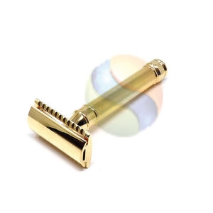 Maquinilla de Afeitar de Seguridad Ajustable de Acero Inoxidable para Hombre – Maquinilla de Afeitar de Una Sola Hoja con Acabado Dorado y Logotipo Personalizado - Product Image 1
