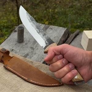 Handmade Fixed Blade <b>Hunting</b> Knife Stainless Steel Drop Point Blade With Textured Handle And Leather Sheath - Product Image 1
