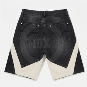 Shorts en jean brodés effet vieilli, nouveau design, style streetwear, broderie personnalisée - Product Image 2