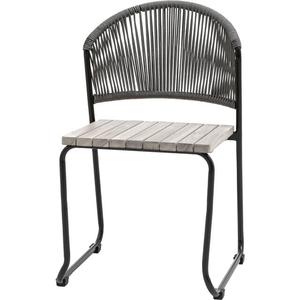 Outdoor PE Wicker <b>Garden</b> <b>Chair</b> Metal Frame Wood Look Seat Patio Dining <b>Chair</b> for Hotel Courtyard Villa - Product Image 1