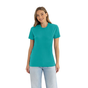 T-shirt unisexe For Level Apparel 3600 100% coton, coupe classique, impression de logo personnalisé sur le devant, couleur turquoise - Product Image 4