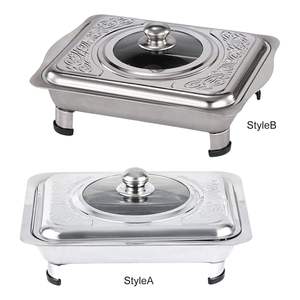 Recipiente Rectangular de Acero Inoxidable para Calentar y Servir Alimentos con Tapa de Vidrio para Uso en Restaurantes y Banquetes - Product Image 3
