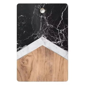 Planche à découper de luxe en marbre et bois, faite à la main, ustensile de cuisine moderne, article cadeau de déménagement - Product Image 1