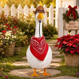 Western Porch Outfit Cowboy Hat <b>Bandana</b> <b>White</b> Goose Decor Set - Product Image 1