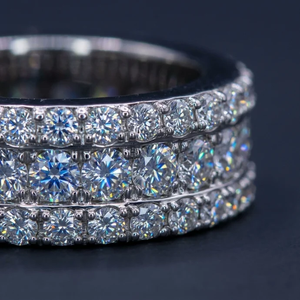 Triple Row Round Cut Full Eternity Pavé Band <b>Ring</b> In <b>Silver</b> For <b>MEN</b> Luxury Fashion Wedding Statement Jewelry - Product Image 2