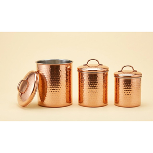 Juego de Recipientes de Cocina de Cobre Antiguo con Diseño de Ondas, Tapas Herméticas, Recipientes de Almacenamiento de Alimentos de Acero Inoxidable con Revestimiento de Cobre Martillado - Product Image 3