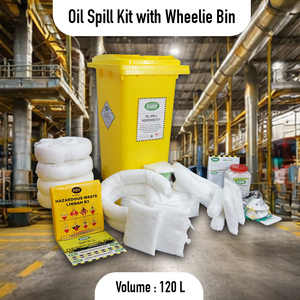 120L Oil Spill Kit Bin Heavy Duty Container Oil Absorbent Pads Socks Spill Control Emergency Factory Warehouse Workshop Made - Product Image 2