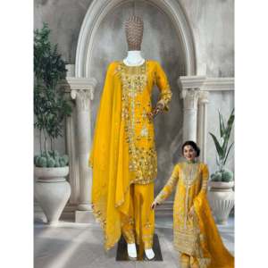 Conjunto de traje de diseñador para mujer con bordado de lentejuelas de múltiples agujas - Product Image 5