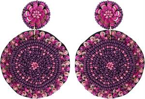 Boucles d'oreilles ovales multicolores faites à la main, brodées de perles de rocaille, bijoux de mode pour la couture, Inde, Saint-Valentin, mariage - Product Image 6