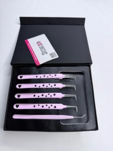 Pince à épiler professionnelle à 90 degrés pour extensions de cils, en acier inoxydable doré, pour volume russe, avec logo personnalisé, instrument de beauté - Product Image 2