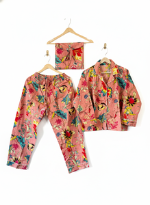 Conjunto de Pijama para Mujer con Estampado Floral y Rayas Verticales, Hecho a Mano, de Algodón, Ropa de Dormir Elegante, Camisa y Pantalones de Secado Rápido - Product Image 4