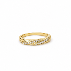 Bague de mariage croisée en argent sterling 925 avec diamant rond scintillant et pavé, élégante bague de fiançailles en moissanite pour femme - Product Image 4