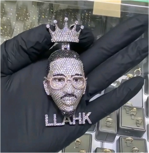 Colgante Hip Hop Iced Out de Plata de Ley 925 con Rostro de Hombre, Chapado en Oro, VVS, Moissanita Personalizada - Product Image 2