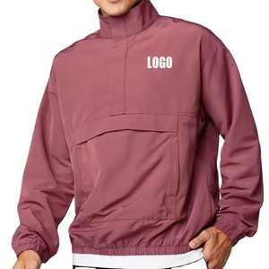 <b>Mens</b> Cotton/Polyester Half Zip Windbreaker <b>Pullover</b> <b>Jacket</b> Waterproof Breathable Oversized High Quality Premium OEM Bulk - Product Image 6