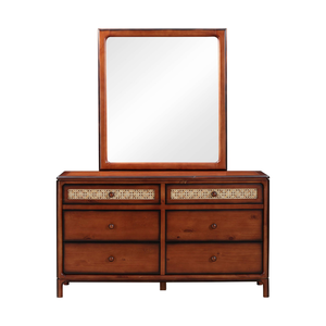 Commode en bois Layton, 6 tiroirs et cadre, miroir, ensemble de meubles de chambre à coucher, emballage standard du fournisseur vietnamien - Product Image 2