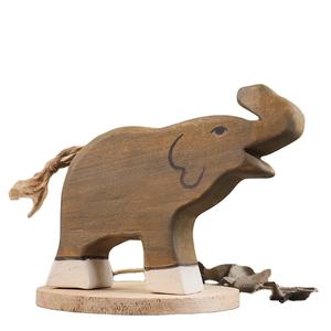 Sculpture moderne d'éléphant artisanale en bois Décoration éducative préscolaire mobile et rotative Statue sculptée - Product Image 1