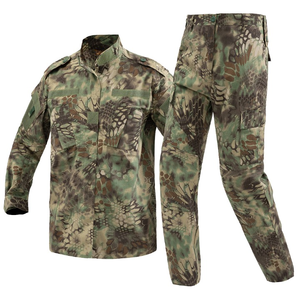 Ensemble de vêtements de camouflage en polyester et coton Ripstop durable, respirant, chemise à manches longues, pantalon cargo multi-poches, vêtements d'entraînement - Product Image 1
