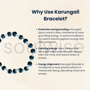 Karungali <b>Bracelet</b> Unisex | 8mm Natural Ebony Wood Beads | Silver Plated Caps | Siddha Spiritual Protection <b>Bracelet</b> - Product Image 2