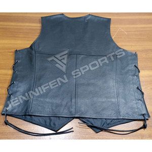 Chalecos de Motociclista Cortos de Cuero Vacuno Genuino Personalizados, Hechos a Mano con Cierre de Cremallera y Múltiples Bolsillos - Product Image 4