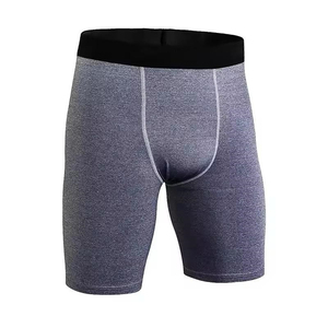 <b>Men</b> Knitted Compression <b>Shorts</b> Solid <b>Black</b> Elastic Waist Breathable Quick Dry Sporty Biker <b>Shorts</b> Athletic Underwear Gym - Product Image 4
