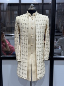 Sherwani de Seda para Hombre con Patrón Bordado, Traje Tradicional Indio para Boda, Corte Regular, para Todo el Verano/Invierno, Secado Rápido, Absorbe la Humedad - Product Image 6