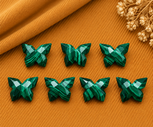 Perles de pierres précieuses facettées en malachite en forme de papillon 14x10mm pour la fabrication de bijoux, perles en vrac en gros, fournitures d'artisanat - Product Image 2
