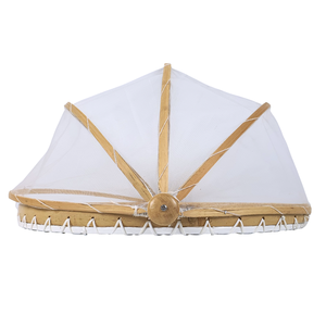 Tapa Redonda Plegable Hecha a Mano para Alimentos, Ecológica, con Marco de Bambú, Incrustaciones de MDF, Diseño de Mariposas y Flores, Malla Decorativa para Cocina y Hogar - Product Image 3