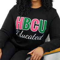 Sudadera Premium de Cuello Redondo para Mujer, con Bordado de Letras Griegas, para Invierno, de Chenille, para Green HBCU