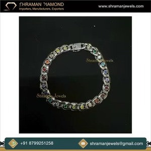 Bijoux de luxe sur mesure, vintage, en argent 925, chaîne à maillons multiples CZ, 8 pouces, charme géométrique pour homme, plaqué rhodium, pour fiançailles et mariage - Product Image 3