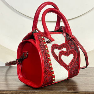 Sac de voyage Speedy en cuir de vachette pleine fleur, fait main, grand format, avec poignée en forme de cœur, style cowgirl, pour femme - Product Image 3