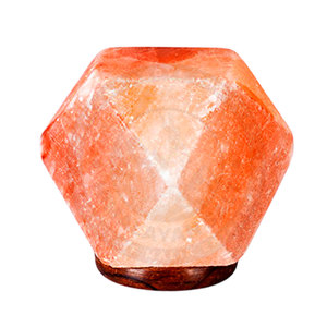 Lampe en sel de l'Himalaya, forme géométrique, polie, rose orangé, décoration d'intérieur, Feng Shui, artisanat naturel - Product Image 4