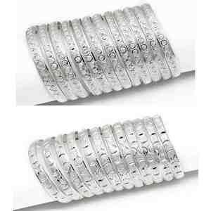 Juego de Brazaletes de Latón Plateado con Diseños Variados para Mujer, Venta al Por Mayor, Tamaños Personalizados, Paquete de 10 Docenas - Product Image 5