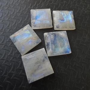Rainbow Moonstone Tablet Cut Square Shape Flat Back Calibrated AAA+ Gemstone, for Jewelry Making - Product Image 4