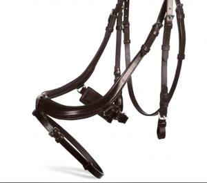 Brida de cuero marrón TAK Equestrian HB1902 con frontal de cristal y narigueña acolchada - Product Image 4