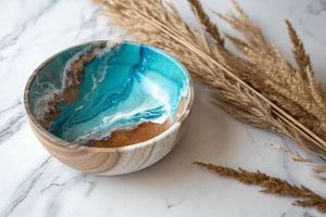 Bol rond en résine époxy fait main et personnalisé - Bols décoratifs pour servir des fruits, des collations et des bonbons - Product Image 2