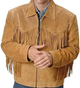 Chaqueta de Cuero con Flecos Estilo Vaquero para Hombre, con Patrón Étnico, Logotipo Personalizado, Talla Personalizada, Fabricante Mayorista - Product Image 3