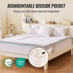 Surmatelas en mousse à mémoire de forme ergonomique de 4 pouces de épaisseur, taille Queen, garnissage en fibre amovible et lavable, soulagement de la pression - Product Image 4
