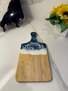Planche à fromage en bois d'olivier avec planches de charcuterie en résine et plateau de service fait main Planche à découper époxy en bois Falak World Export - Product Image 4