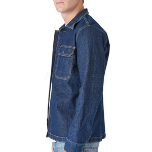 Long Sleeve Stand Collar 100% Cotton Spring Quick Dry High Quality Customized Finished <b>Casual</b> <b>Men</b> Jeans <b>Jacket</b> - Product Image 6