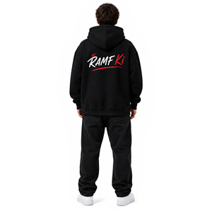 Sweat-shirt à capuche oversize noir pour homme, couleur unie, décontracté, en coton French Terry, pull-over, streetwear d'automne - Product Image 2