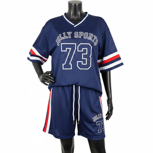 Ensemble short en jersey respirant pour femme, tissu sport léger GSM, panneau contrastant, logo personnalisé, ensembles pour femme, 100% coton - Product Image 6