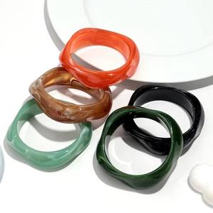 Minimalist Multi-Color Dye Acrylic <b>Resin</b> Elastic Bracelet Heavy Fashionable Bangles for Women <b>Resin</b> <b>Crafts</b> - Product Image 1