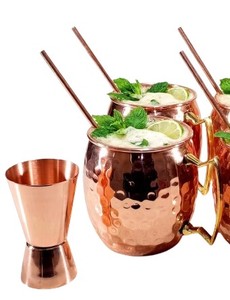 <b>Copper</b> <b>Sheet</b> Mule Mug Handmade Hammered Barware Long-Lasting Metal Material Rose Gold Plating Finishing With Handle for Serving - Product Image 5