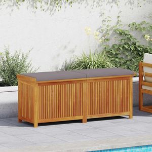 Banco de patio grande con caja de almacenamiento acolchada, madera maciza de acacia, color marrón - Product Image 3