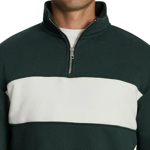 Sudadera de invierno para hombre, 100% algodón, con cremallera de un cuarto, diseño de paneles personalizados, color sólido, sudadera con cremallera extragrande para hombre - Product Image 3