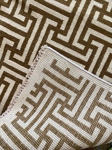 Alfombra Moderna de Diseño Geométrico, Rectangular, Tejido Plano, Polipropileno, Antideslizante, para Sala de Estar, Patrón Marrón y Blanco - Product Image 3