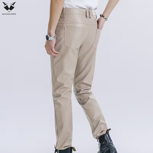 2026 Stretchable Fabric Good Supplier With Own Logo Print Best Seller Unique Design Zippered Slim Fit Faux Leather Pants - Product Image 2